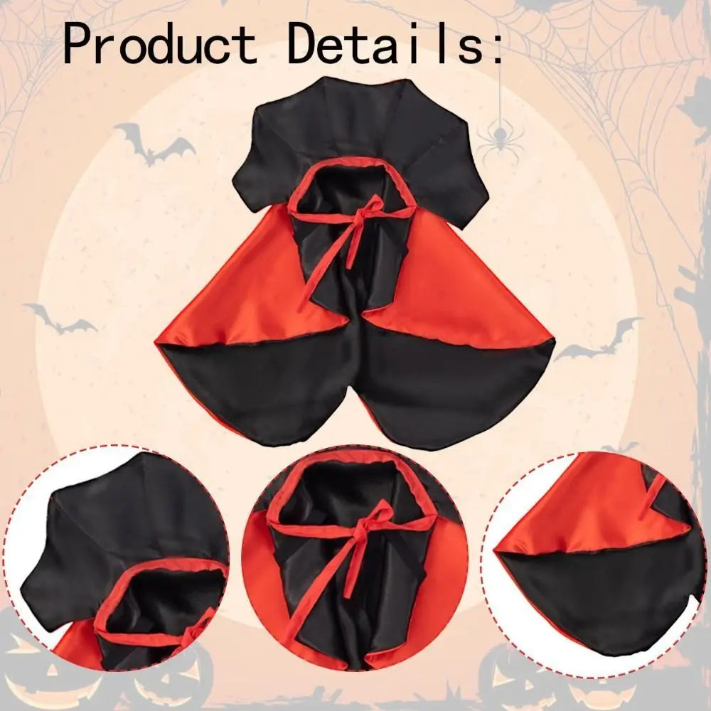 Classic Stand-Collar Halloween Pet Cape Adjustable Double Sides Dogs Wizard Outfit Comfortable Soft Fabric Cat Cloak Puppy