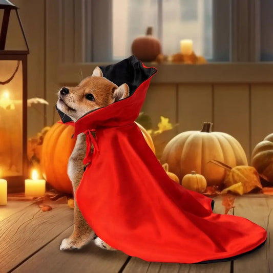 Classic Stand-Collar Halloween Pet Cape Adjustable Double Sides Dogs Wizard Outfit Comfortable Soft Fabric Cat Cloak Puppy