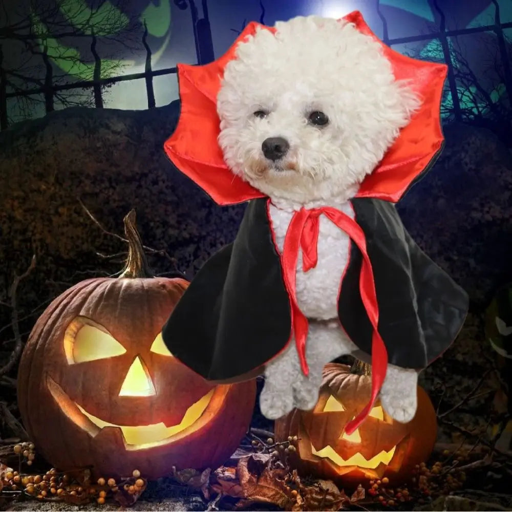 Classic Stand-Collar Halloween Pet Cape Adjustable Double Sides Dogs Wizard Outfit Comfortable Soft Fabric Cat Cloak Puppy