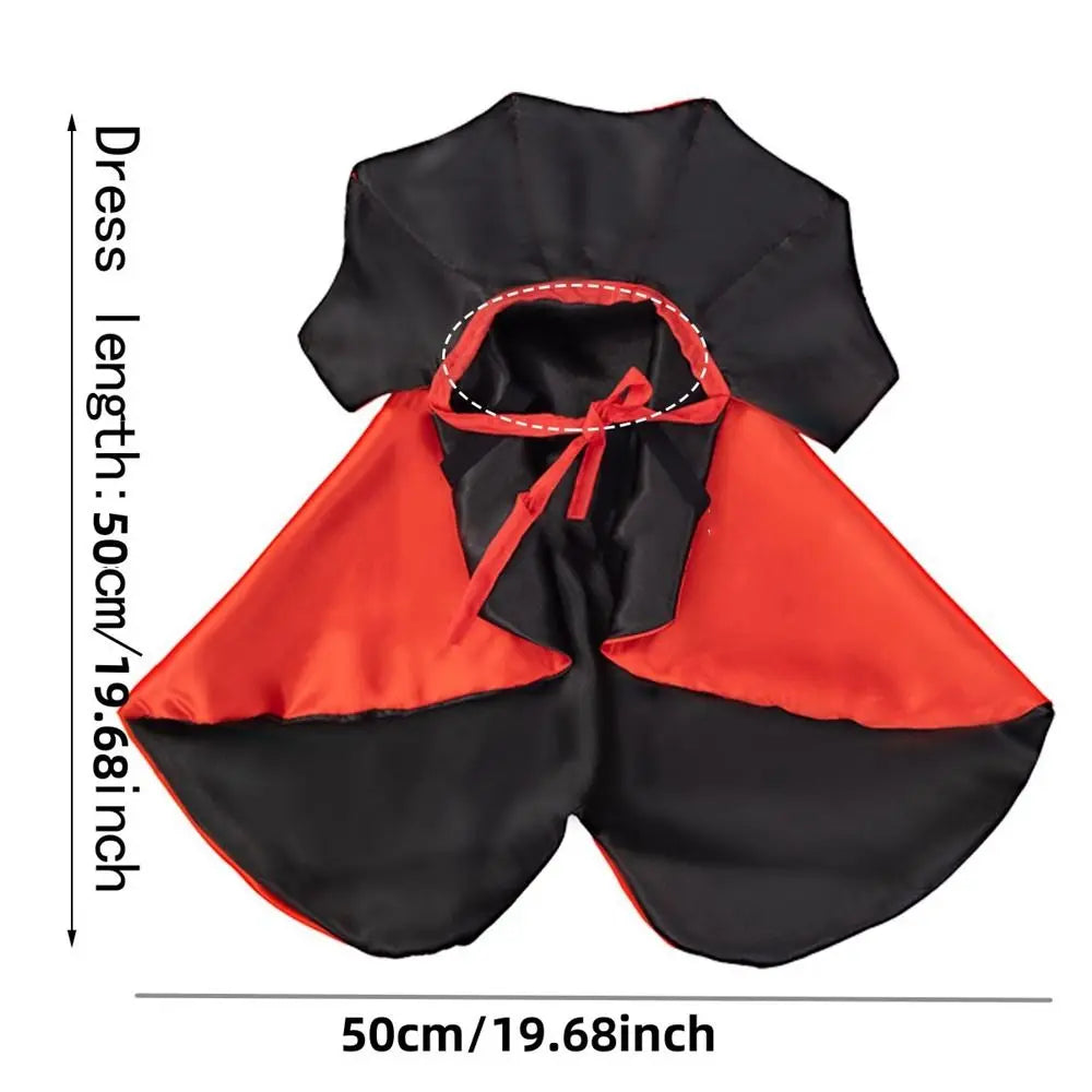 Classic Stand-Collar Halloween Pet Cape Adjustable Double Sides Dogs Wizard Outfit Comfortable Soft Fabric Cat Cloak Puppy